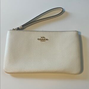 Coach Cream Off-white Ivory Wristlet with Gold Logo